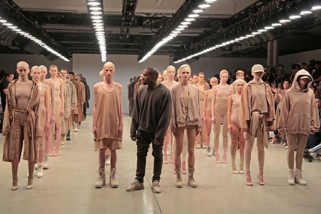 NEW YORK, NY - SEPTEMBER 16: Kanye West poses during the finale of Yeezy Season 2 during New York Fashion Week at Skylight Modern on September 16, 2015 in New York City. (Photo by Randy Brooke/Getty Images for Kanye West Yeezy)