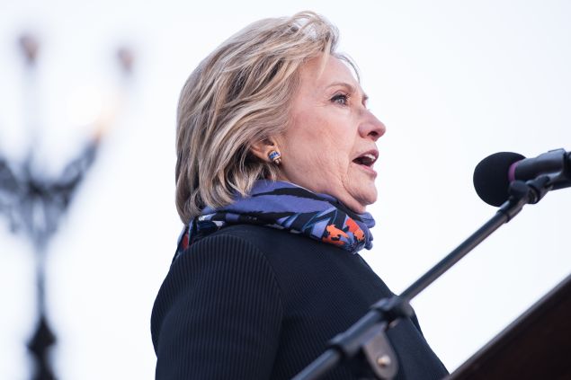 COLUMBIA, SC - JANUARY 18, 2016: Democratic presidential candidate Hillary Clinton speaks to the crowd during the King Day at the Dome rally at the S.C. State House January 18, 2016 in Columbia, South Carolina. The event drew appearances from Democratic presidential candidates Sen. Bernie Sanders, I-Vt, former Maryland Gov. Martin O'Malley and Hillary Clinton. (Photo by Sean Rayford/Getty Images)