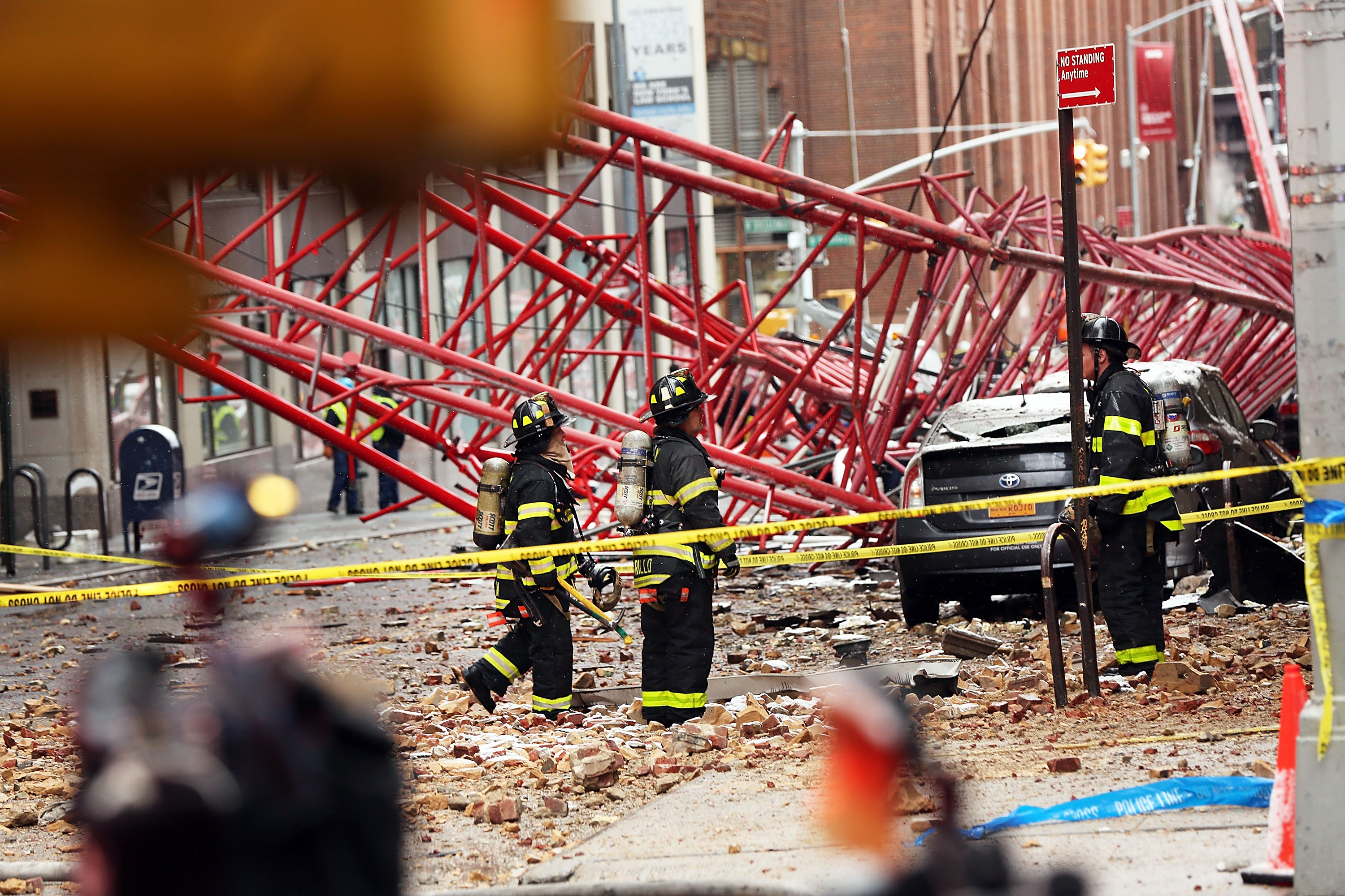 A view of the construction crane that collapsed on a street in downtown Manhattan last week.