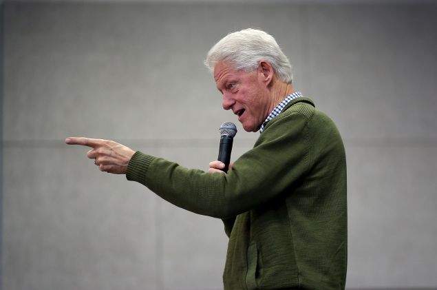 Former president Bill Clinton speaks during a "Get Out The Vote Clinton Family Event" for democratic presidential candidate former Secretary of State Hillary Clinton at Manchester Community College on February 8, 2016 in Manchester, New Hampshire. (Photo: Justin Sullivan/Getty Images)