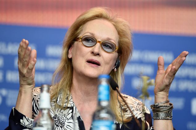 Meryl Streep speaks at the International Jury press conference during the 66th Berlinale International Film Festival Berlin at Grand Hyatt Hotel on February 11, 2016 in Berlin, Germany.
