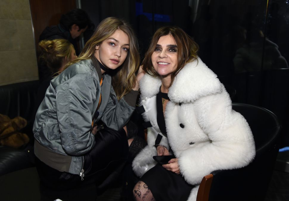 Gigi Hadid, Carine Roitfeld (Photo by Jamie McCarthy/Getty Images for Yeezy Season 3).