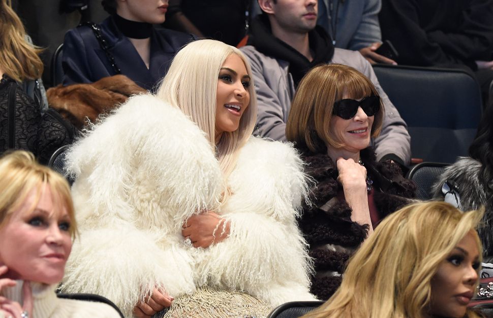 Kim Kardashian West, Anna Wintour (Photo by Kevin Mazur/Getty Images for Yeezy Season 3).