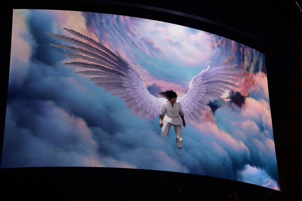 Kanye West's "Only One" video game (Photo by Kevin Mazur/Getty Images for Yeezy Season 3).