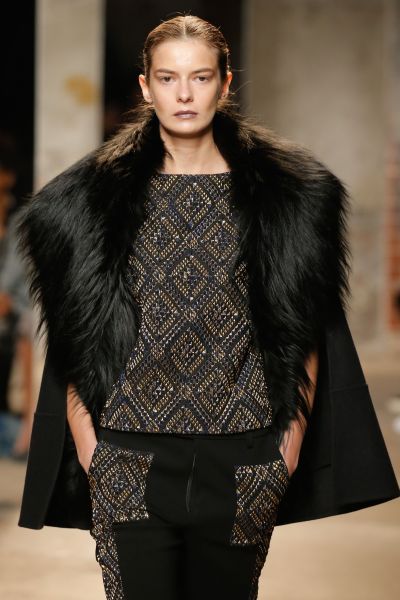 Gold embroidery and fur capes