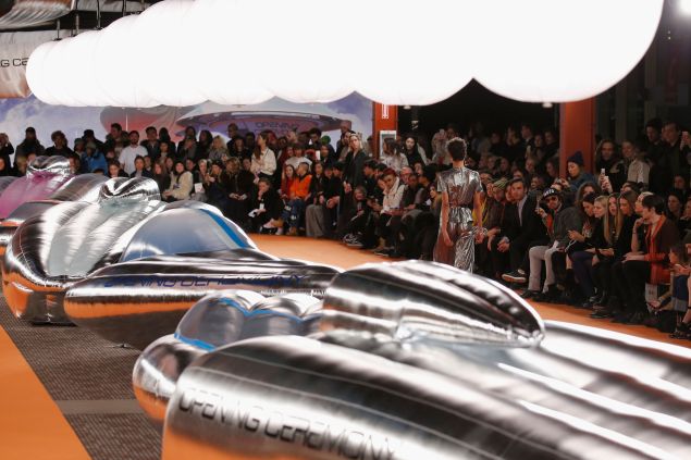 The silver inflatables on the runway