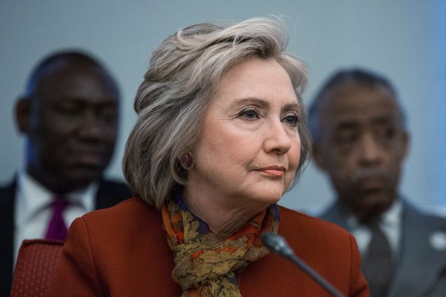 Democratic presidential hopeful and former U.S. Secretary of State Hillary Clinton meets with civil rights leaders at The National Urban League on February 16 in New York City.