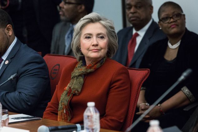 Hillary Clinton meeting with African-American leaders in Manhattan today.