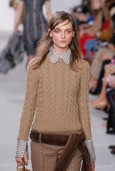 Hand-Knit Cable Cashmere Crewneck Sweater, $1,295, MichaelKors.com