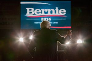 Democratic presidential candidate, Sen. Bernie Sanders speaks at a rally on February 22, 2016 at the University of Massachusetts in Amherst, Massachusetts. Sanders is campaigning in the lead up to Super Tuesday primaries on March 1 when 11 states will vote.