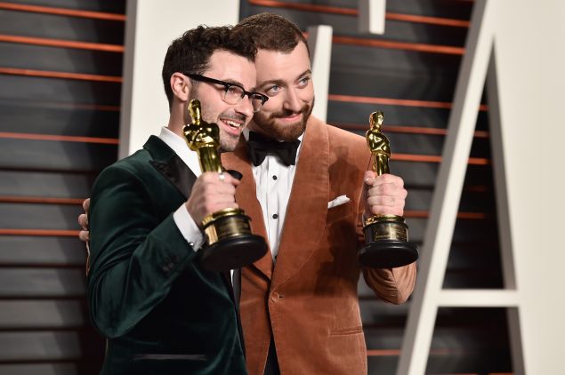 James Napier and Sam Smith at the Vanity Fair Afterparty