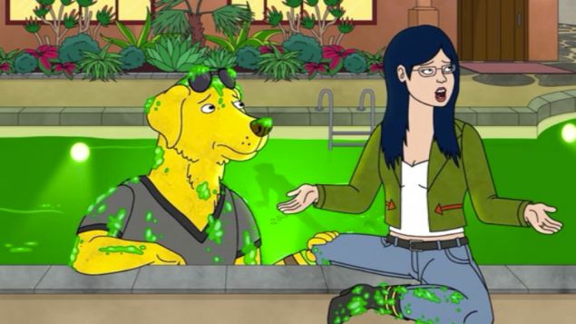 Mr. Peanutbutter (Peanutbutter is one word!) and Diane on Bojack Horseman.
