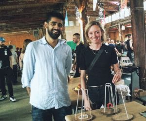 Tega Brain, right, with Surya Mattu, with their Unfit Bits.
