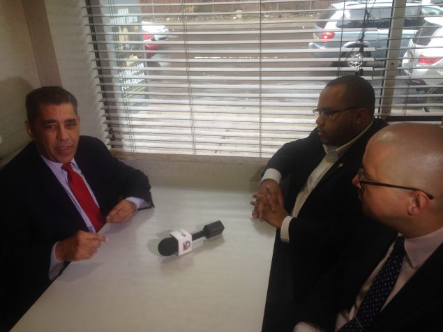 State Senator Adriano Espaillat, left, with Assemblyman Victor Pichardo and State Senator Gustavo Rivera.