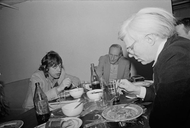 Marcia Resnick Dinner Jagger, Burroughs, Warhol, 1980. Jagger, Burroughs, Warhol