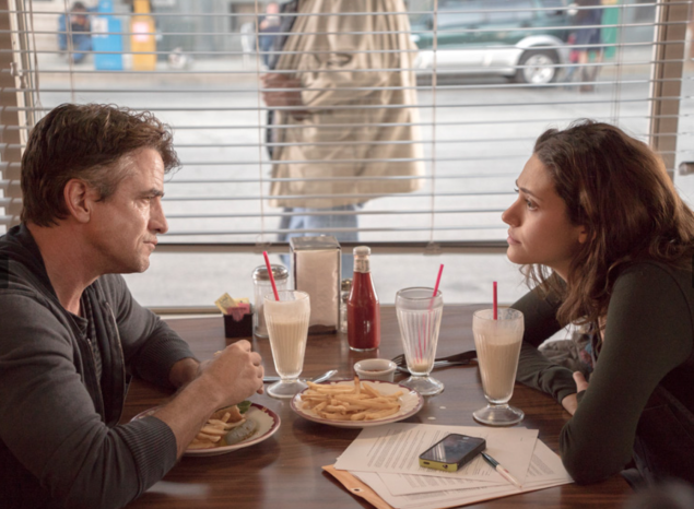 Dermot Mulroney and Emmy Rossum in Shameless.