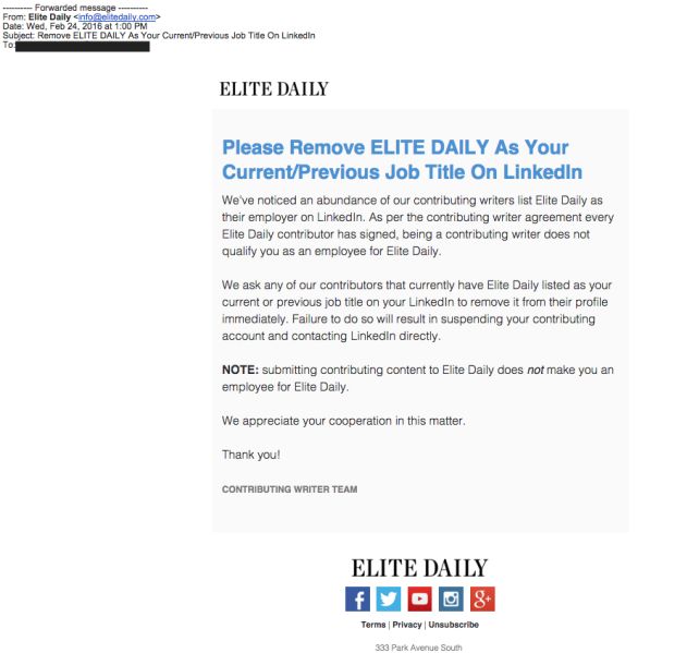 A screengrab taken of the email.