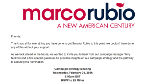 Invitation to the Marco Rubio Strategy Session