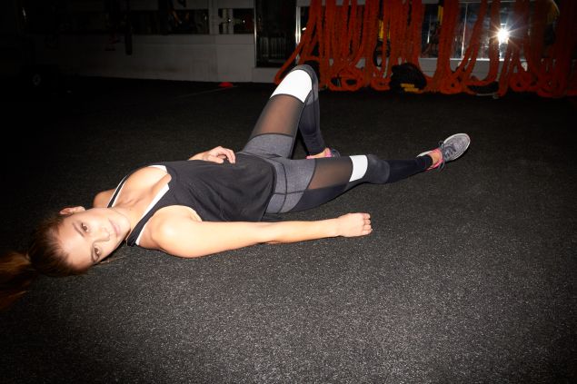Model Nina Agdal at Tone House