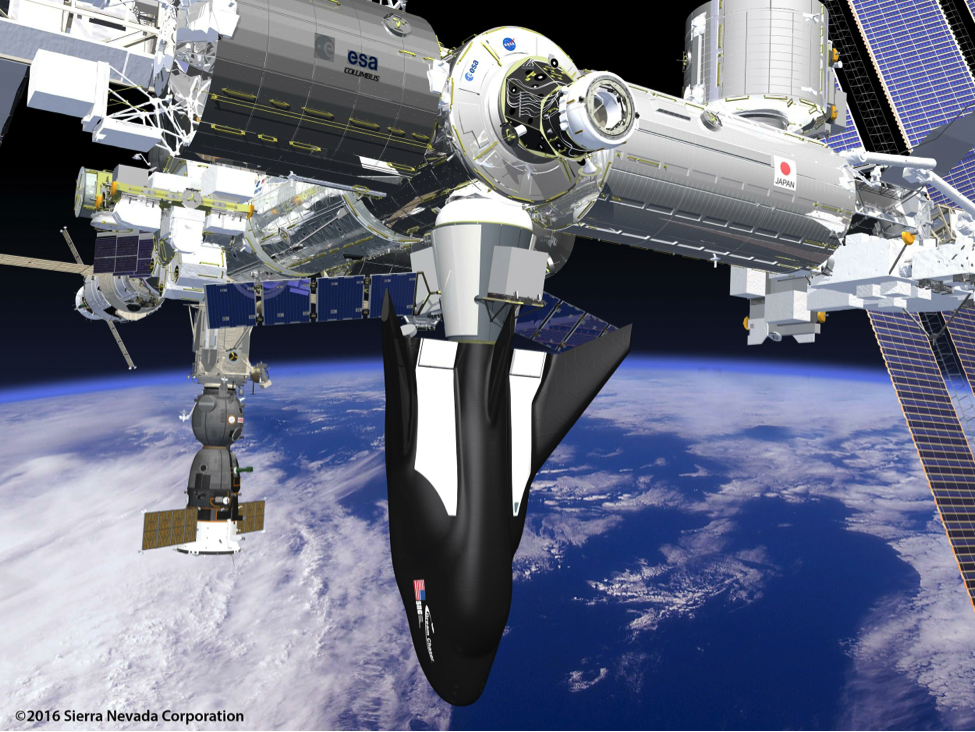 SNC's Dream Chaser Spacecraft and Cargo Module Attached to the ISS (Image: SNC)