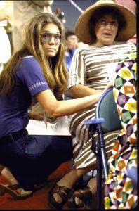 Ms. Steinem with Rep. Bella Abzug during the 1972 Democratic Convention.