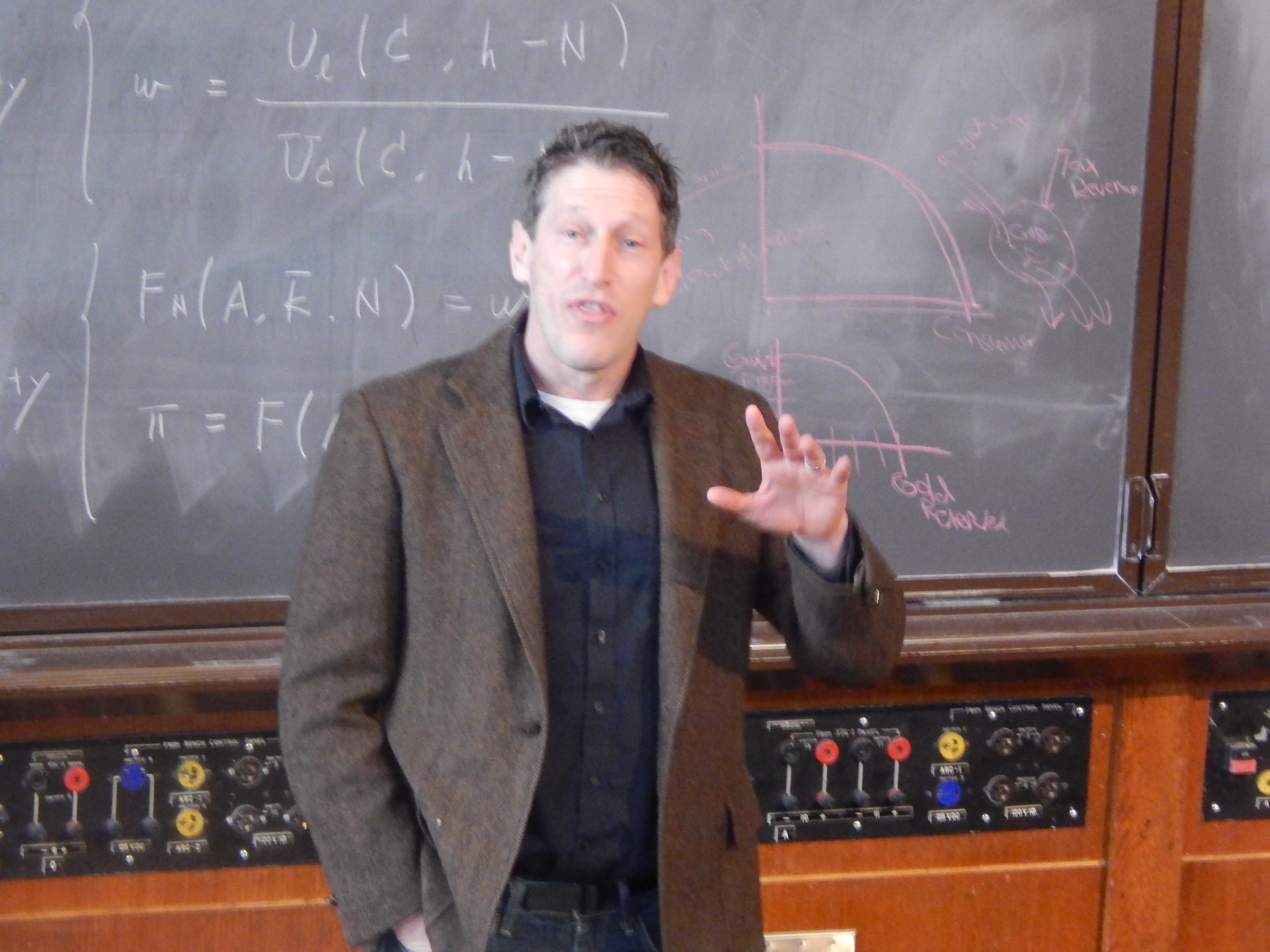 Physicist-Assemblyman Andrew Zwicker at home in the lecture hall once graced by Albert Einstein.