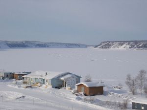 Fort Good Hope in the Northwest Territories, overlooking the Mackenzie River.