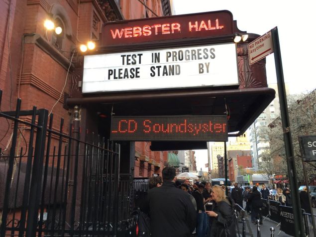 Hours before doors, the LCD Soundsystem crowd starts queuing up outside.