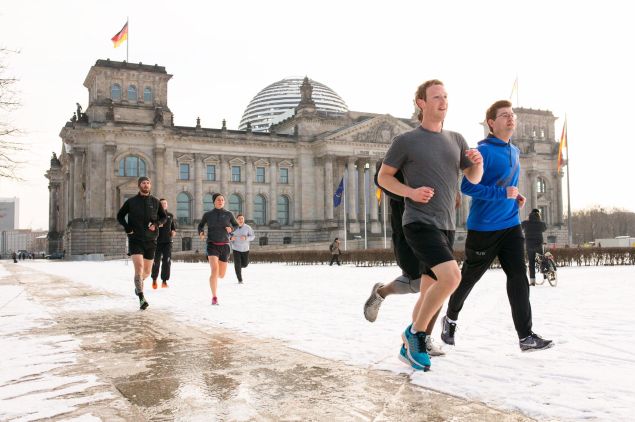 In this other shot of running in Berlin, he's smiling.