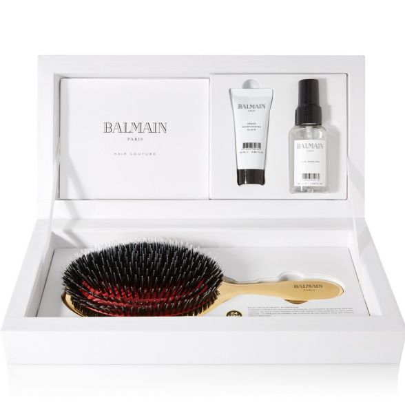 Balmain Paris Hair Couture Gold Boar Bristle Brush & Haricare Set, $209, Net-A-Porter.com