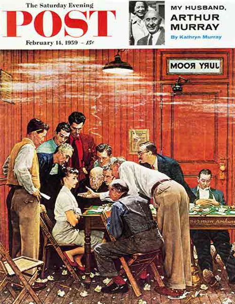 Norman Rockwell's The Jury on the cover of The Saturday Evening Post (1959).