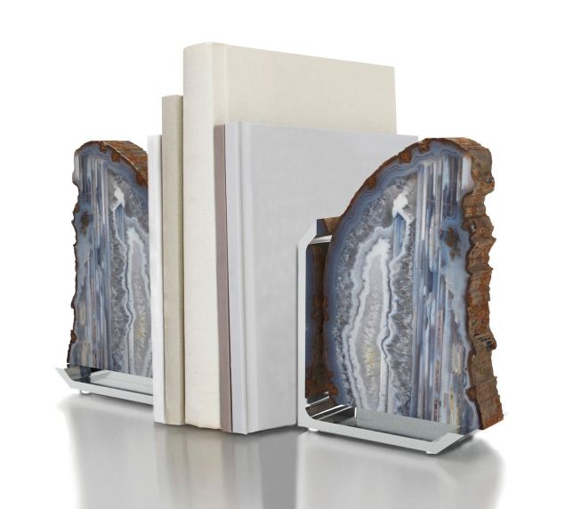 Natural agate bookends.