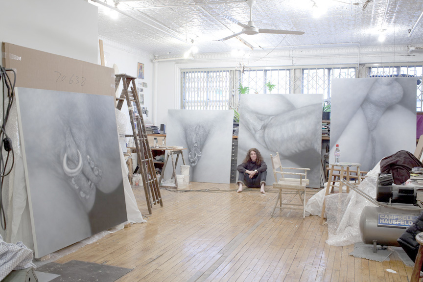 Artist Betty Tompkins in her studio.