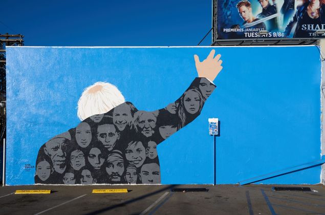 A mural by Dan Buller outside Los Angeles's HVW8 gallery, part of "The Art for a Political Revolution" show.