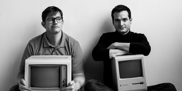 Rory O'Malley and Bryan Fenkart as Bill Gates and Steve Jobs in Nerds.