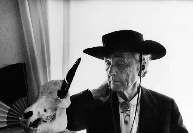 A candid shot of artist Georgia O'Keeffe in her home.