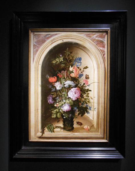 Roelant Savery, Vase of Flowers in a Stone Niche, 1615.