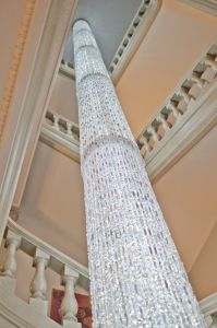 The chandelier goes down four floors.