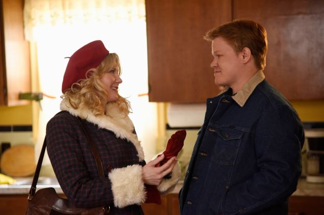 Kirsten Dunst as Peggy Blumquist and Jesse Plemons as Ed Blomquist in Fargo.