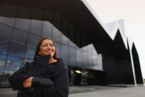 Zaha Hadid visits the Riverside Museum, her first major public commission in the UK on June 9, 2011 in Glasgow, Scotland.