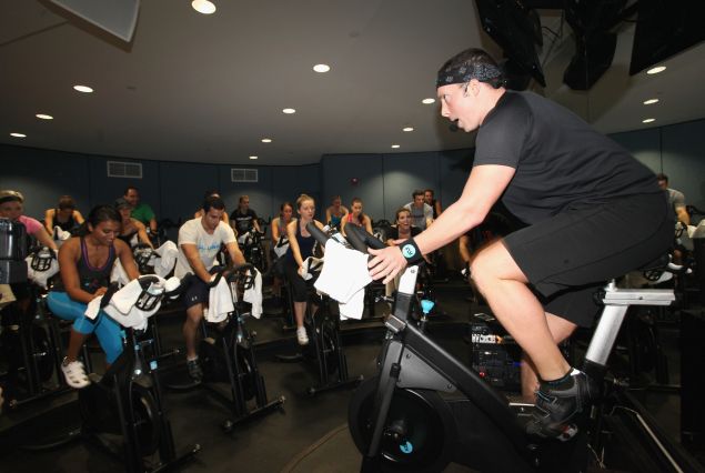 NEW YORK, NY - OCTOBER 02: (L-R)Miss America Nina Davuluri and Trainer Johnny DeTriquet during The Miss America Nina Davuluri Hosts A Charity Ride At Flywheel Sports on October 2, 2013 in New York City.