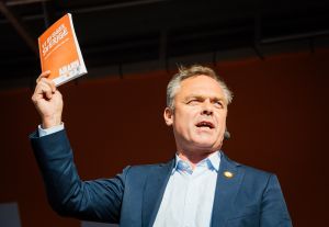 Jan Björklund, leader of the Liberals, at a rally for the centre-right Alliance for Sweden in 2014.