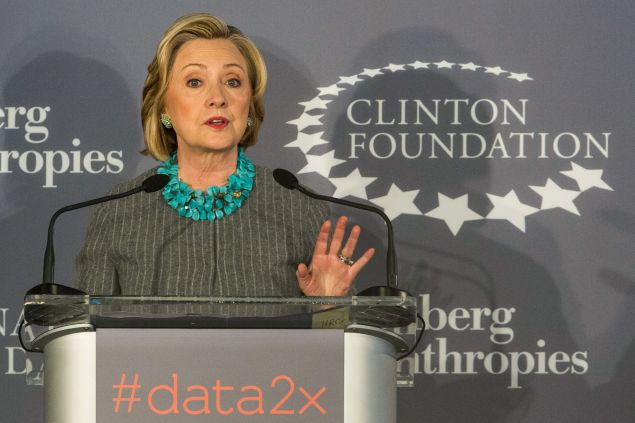 Hillary Clinton speaks at a Clinton Foundation event.