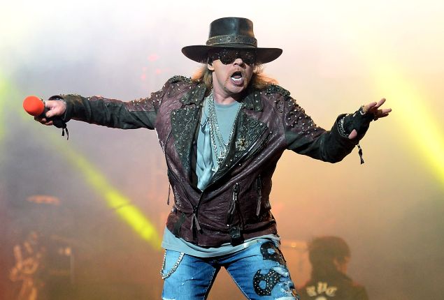 LAS VEGAS, NV - MAY 21: Singer Axl Rose of Guns N' Roses performs at The Joint inside the Hard Rock Hotel & Casino during the opening night of the band's second residency, "Guns N' Roses - An Evening of Destruction. No "Trickery!" on May 21, 2014 in Las Vegas, Nevada. 