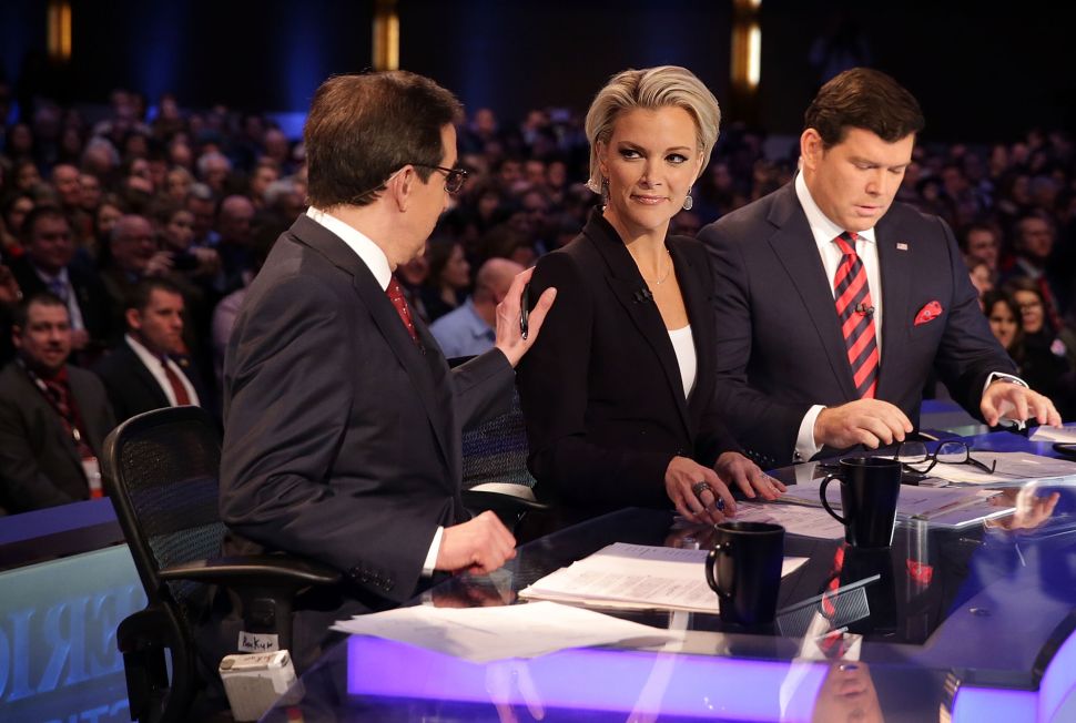 FoxNews personalities Megyn Kelly and Brett Baier on January 28, 2016 in Des Moines, Iowa.