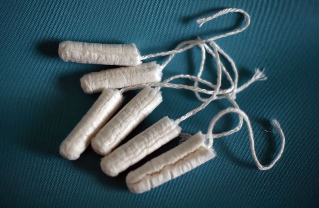 A picture taken in Nantes on February 24, 2016 shows tampons. Residual amounts of potentially toxic substances were found in sanitary pads and tampons, French consumer rights group "60 Millions de Consommateurs" announced, urging the government to impose stricter control on the products. / AFP / LOIC VENANCE (Photo credit should read LOIC VENANCE/AFP/Getty Images)