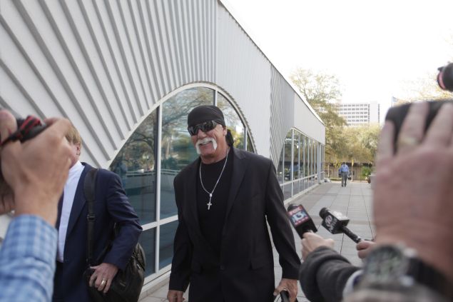 Terry Bollea, aka Hulk Hogan, arrives in court for day two of his case against the website Gawker at the Pinellas County Courthouse Tuesday morning Mach 8, 2016 in St. Petersburg, Florida. Bollea is suing Gawker for $100 million for publishing a video of him having sex with his best friend's wife.