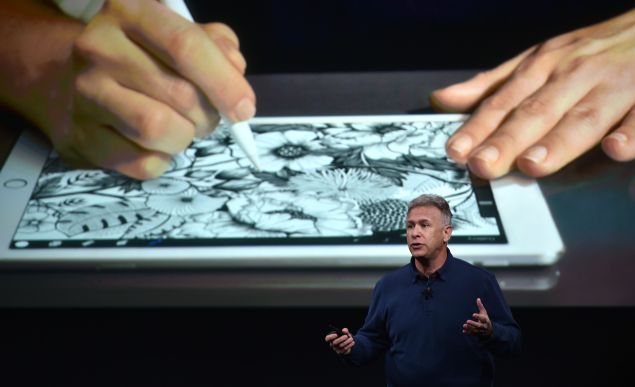 Apple Sr. Vice President of Marketing Phil Schiller introduces the new iPad during a media event at Apple headquarters in Cupertino, California on March 21, 2016.