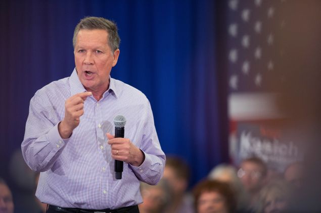 Republican presidential candidate Ohio Gov. John Kasich speaks at a campaign rally at the Crowne Plaza Milwaukee West hotel on March 23, 2016 in Wauwatosa, Wisconsin. Voters in Wisconsin go to the polls on April 5 to select their partys presidential nominee.