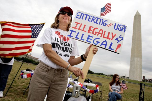 WASHINGTON - JUNE 15: Sally Davis protested on the National Mall in Washington.